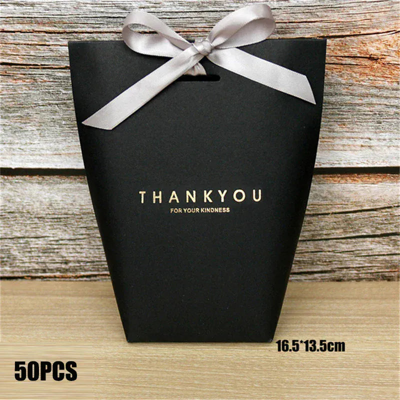 Black White Bronzing French Merci Paper Candy Bag