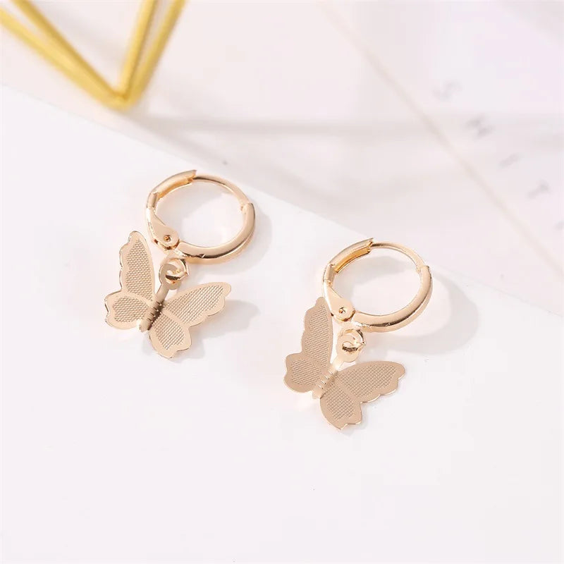 Korean Rhinestone Butterfly Stud Earrings For Women Cute