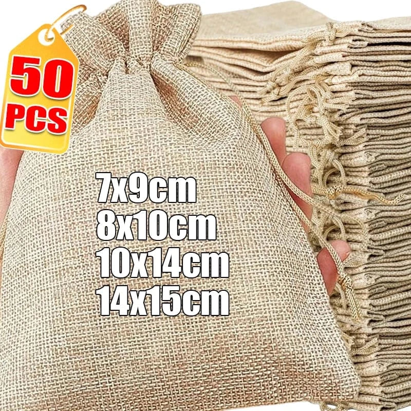Drawstring Burlap Gift Bags Coffee Bean Linen Bag - TIMECRAFT