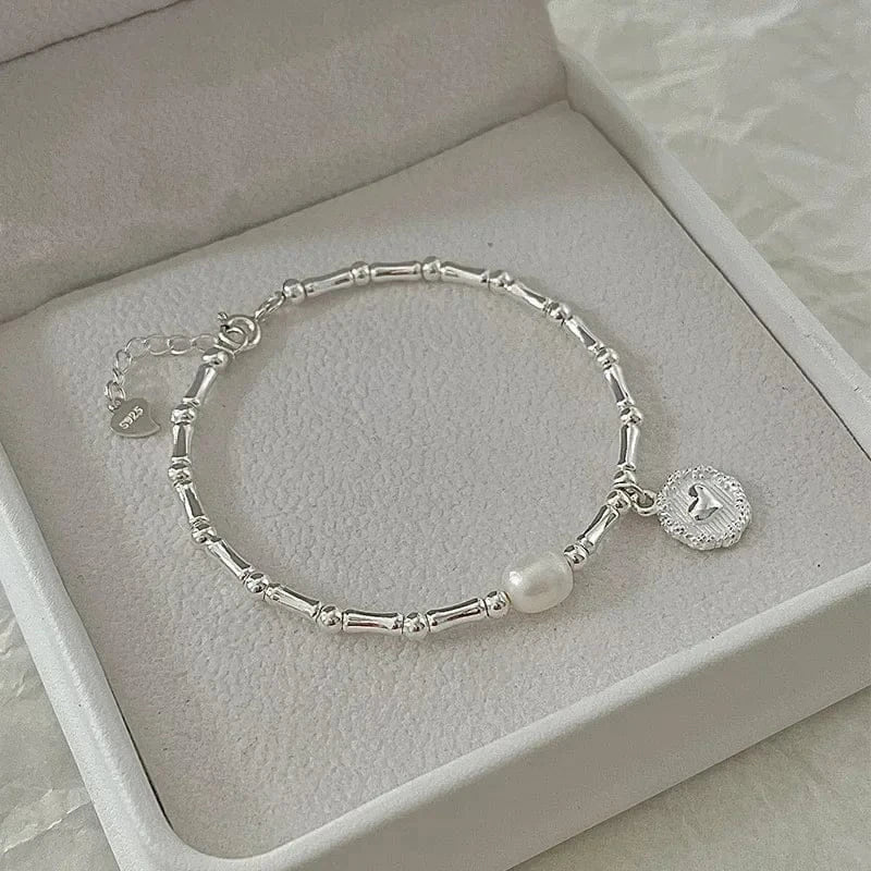 Sterling Silver Bracelet Partial Pearls Knots Bracelets
