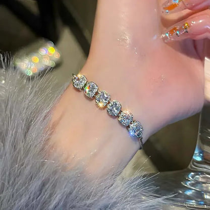 Luxury Crystal Zircon Heart Chain Bracelets Women Exquisite