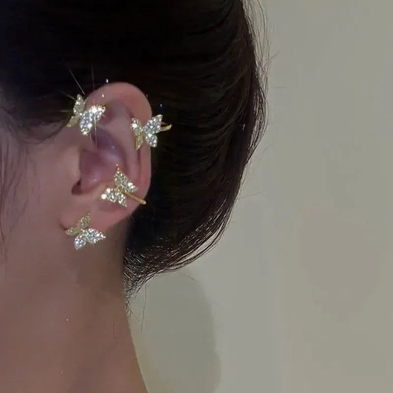 Silver Plated Metal Butterfly Ear Clips Without Piercing - TIMECRAFT