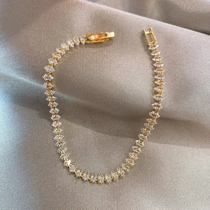 Luxury Roman Crystal Geometric Chain Bracelets