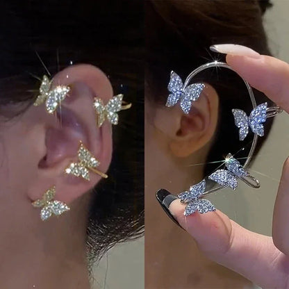 Silver Plated Metal Butterfly Ear Clips Without Piercing - TIMECRAFT
