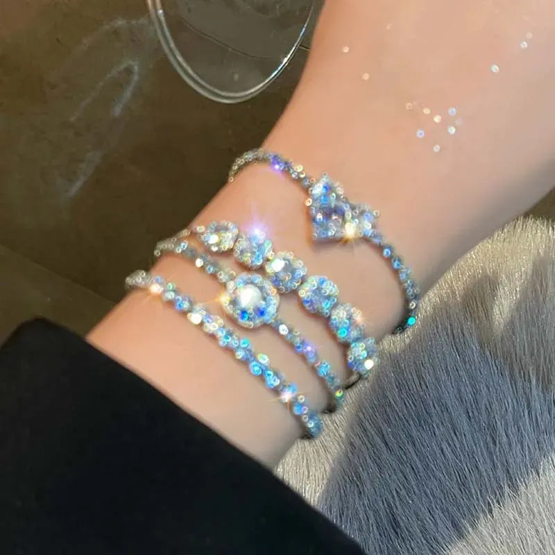 Luxury Crystal Zircon Heart Chain Bracelets Women Exquisite