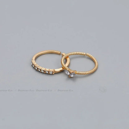 Gold Color Heart Zircon Rings Set for Women Adjustable - TIMECRAFT