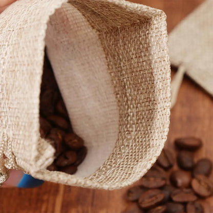 Drawstring Burlap Gift Bags Coffee Bean Linen Bag - TIMECRAFT