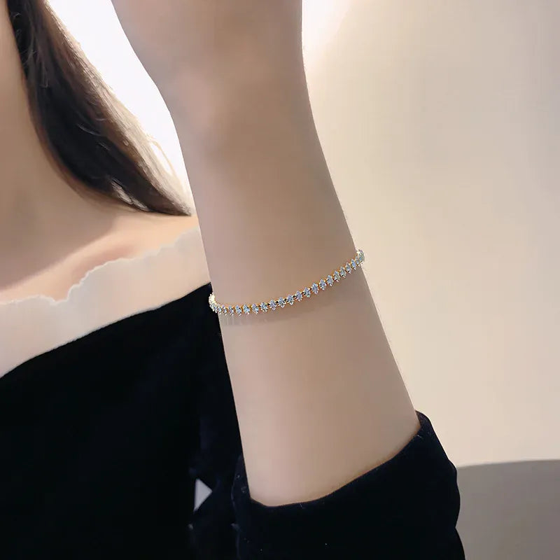 Luxury Roman Crystal Geometric Chain Bracelets