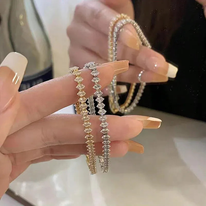 Luxury Roman Crystal Geometric Chain Bracelets