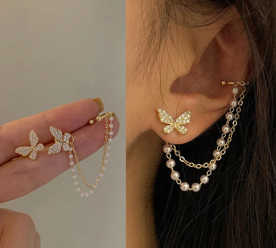 Silver Plated Metal Butterfly Ear Clips Without Piercing - TIMECRAFT