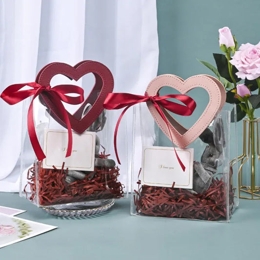 Clear Heart Gift Bags PVC Packing Bag with Handle