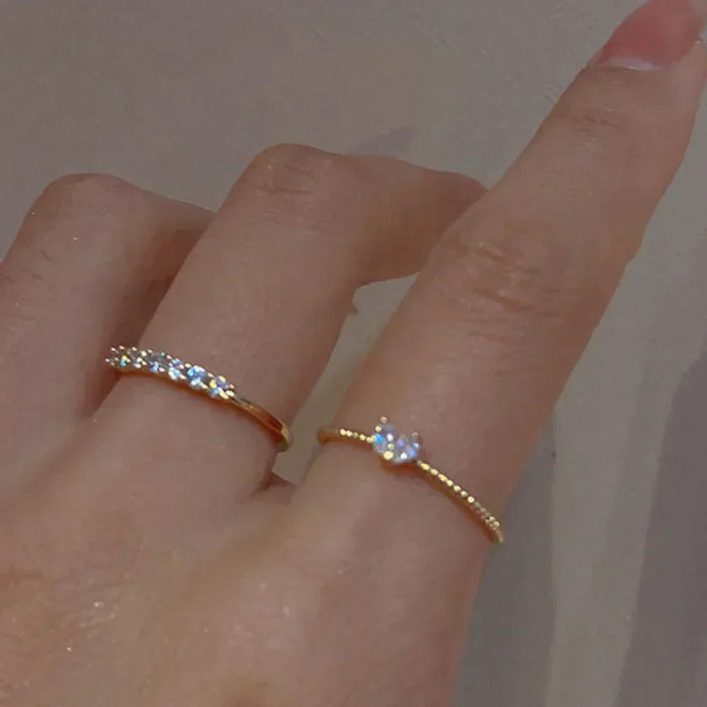 Luxury Zircon Heart Rings for Women Opening Adjustable Weave