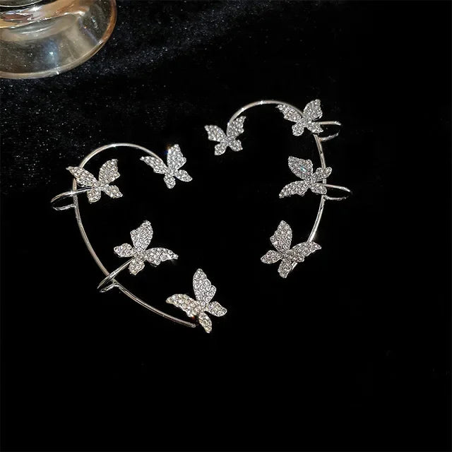 Silver Plated Metal Butterfly Ear Clips Without Piercing - TIMECRAFT